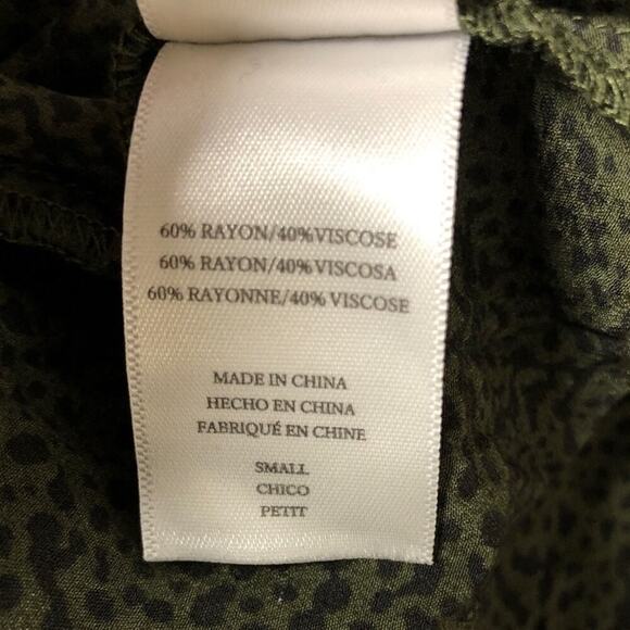 Rails Jasmine Dress Animal Print Long Sleeve Blouson Mini Olive Speckled Small - Picture 10 of 11